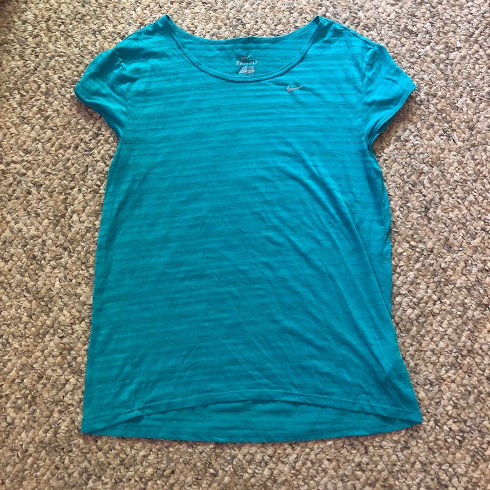 Small Nike teal striped dri-fit workout top